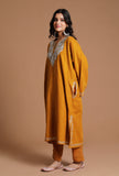 Orange Gold Aari Embroidered Kashmiri Phiran-Free Size
