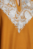 Orange Gold Aari Embroidered Kashmiri Phiran-Free Size