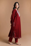 Old Brick Aari Embroidered Kashmiri Phiran-Free Size