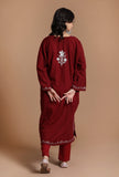 Old Brick Aari Embroidered Kashmiri Phiran-Free Size
