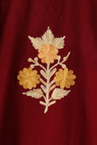 Vivid Auburn Aari Embroidered Kashmiri Phiran-Free Size