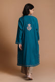 Chathams Blue Aari Embroidered Kashmiri Phiran-Free Size