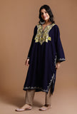 Dark Navy Aari Embroidered Kashmiri Phiran-Free Size