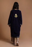 Dark Navy Aari Embroidered Kashmiri Phiran-Free Size