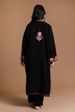 Charcoal Cozy Aari Embroidered Kashmiri Phiran-Free Size