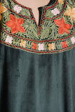 Set Of 3 Mineral Green Aari Embroidered Kashmiri Phiran-Free Size