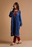 Venice Blue Kashmiri Sozni Embroidery Phiran-Free Size
