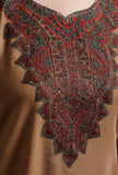 Dark Beige Kashmiri Sozni Embroidery Phiran-Free Size
