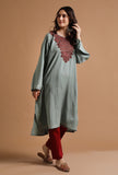 French Grey Kashmiri Sozni Embroidery Phiran-Free Size