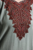French Grey Kashmiri Sozni Embroidery Phiran-Free Size