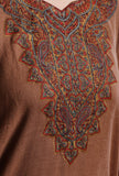 Irish Coffee Kashmiri Sozni Embroidery Phiran-Free Size
