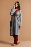 Regent Grey Kashmiri Sozni Embroidery Phiran-Free Size