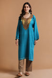 Curious Blue Kashmiri Sozni Embroidery Phiran-Free Size