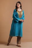 Curious Blue Kashmiri Sozni Embroidery Phiran-Free Size