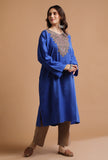 Sapphire Blue Kashmiri Sozni Embroidery Phiran-Free Size