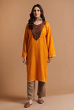 ArtyClick Orange Kashmiri Sozni Embroidery Phiran-Free Size
