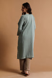 Warm Grey Kashmiri Sozni Embroidery Phiran-Free Size