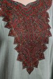 Warm Grey Kashmiri Sozni Embroidery Phiran-Free Size