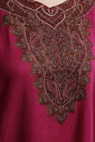 Purplish Red Kashmiri Sozni Embroidery Phiran-Free Size