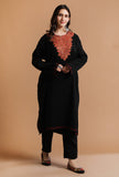 Smoky Black Kashmiri Sozni Embroidery Phiran-Free Size