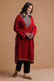 Red Kashmiri Sozni Embroidery Phiran-Free Size