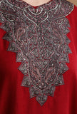 Red Kashmiri Sozni Embroidery Phiran-Free Size