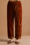 Set Of 3: Rusty Red Kashmiri Tilla Embroidery Phiran With Pant and Dupatta-Free Size