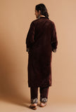 Set Of 2: Congo Brown Kashmiri Tilla Embroidery Phiran With Pant-Free Size