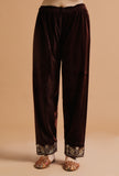 Set Of 2: Congo Brown Kashmiri Tilla Embroidery Phiran With Pant-Free Size