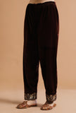 Set Of 2: Congo Brown Kashmiri Tilla Embroidery Phiran With Pant-Free Size
