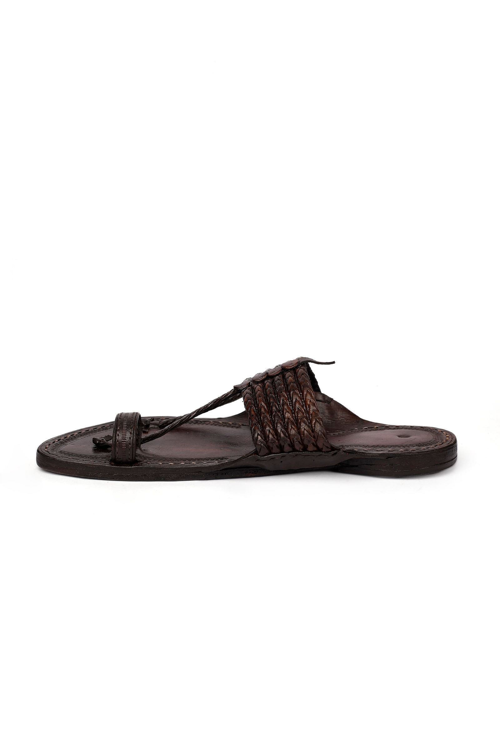 Burgundy Brown  Pure Leather Kolhapuri Sandals