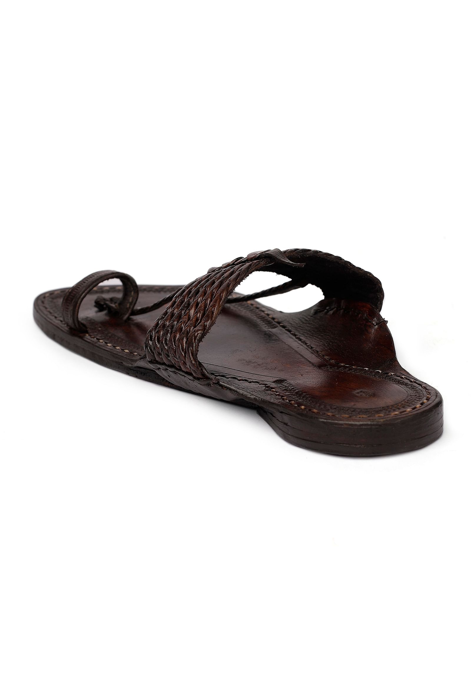 Burgundy Brown  Pure Leather Kolhapuri Sandals