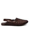 Burgundy Brown Braided  Pure Leather Kolhapuri Sandals