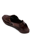 Burgundy Brown Braided  Pure Leather Kolhapuri Sandals