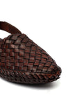 Burgundy Brown Braided  Pure Leather Kolhapuri Sandals