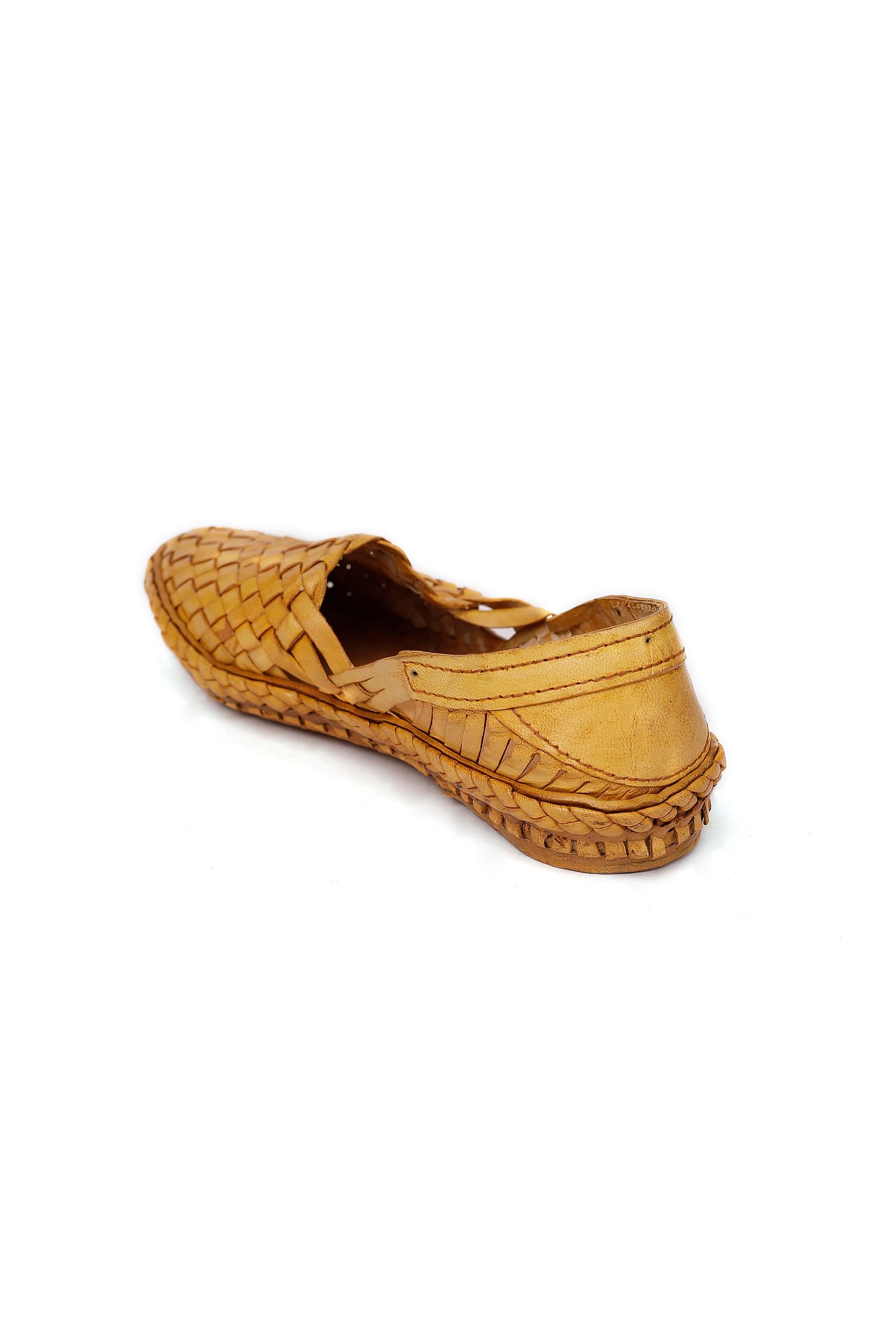 Sand Brown Braided Pure Leather Kolhapuri Sandals