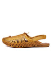 Fawn Brown Braided Pure Leather Kolhapuri Sandals