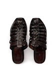Onyx Black Braided  Pure Leather Kolhapuri Sandals