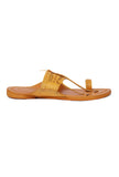Samaksh Beige Pure Leather Kolhapuri Flats
