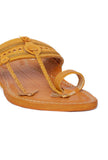 Samaksh Beige Pure Leather Kolhapuri Flats