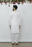 Set of 2: White Cotton Block Print Kurta and Salwar