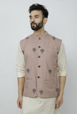Dusky Brown Cotton Block Print Nehru Jacket