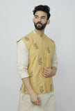 Block Printed Yellow Waist Coat