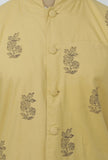 Block Printed Yellow Waist Coat