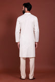 Set of 2 - Off-white Malmal Kurta Pyjama Set