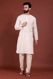 Set of 2 - Off white Diamond Malmal Kurta Pyjama Set