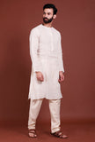 Set of 2 - Offwhite Stripes Malmal Kurta Pyjama Set