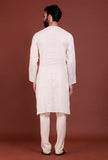 Set of 2 - Offwhite Stripes Malmal Kurta Pyjama Set