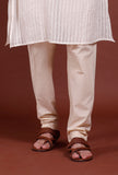 Set of 2 - Offwhite Stripes Malmal Kurta Pyjama Set