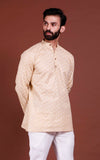 Off White Cotton Short Kurta